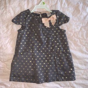 Catherine Malandrino- Gray gold pink bow tunic